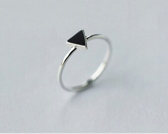 925 Sterling Silver Geometry Triangle Open Adjustable Ring Etsy