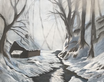 ルーヴシエンヌの雪 - アルフレッド・シスレーの手描き油絵複製、冬の