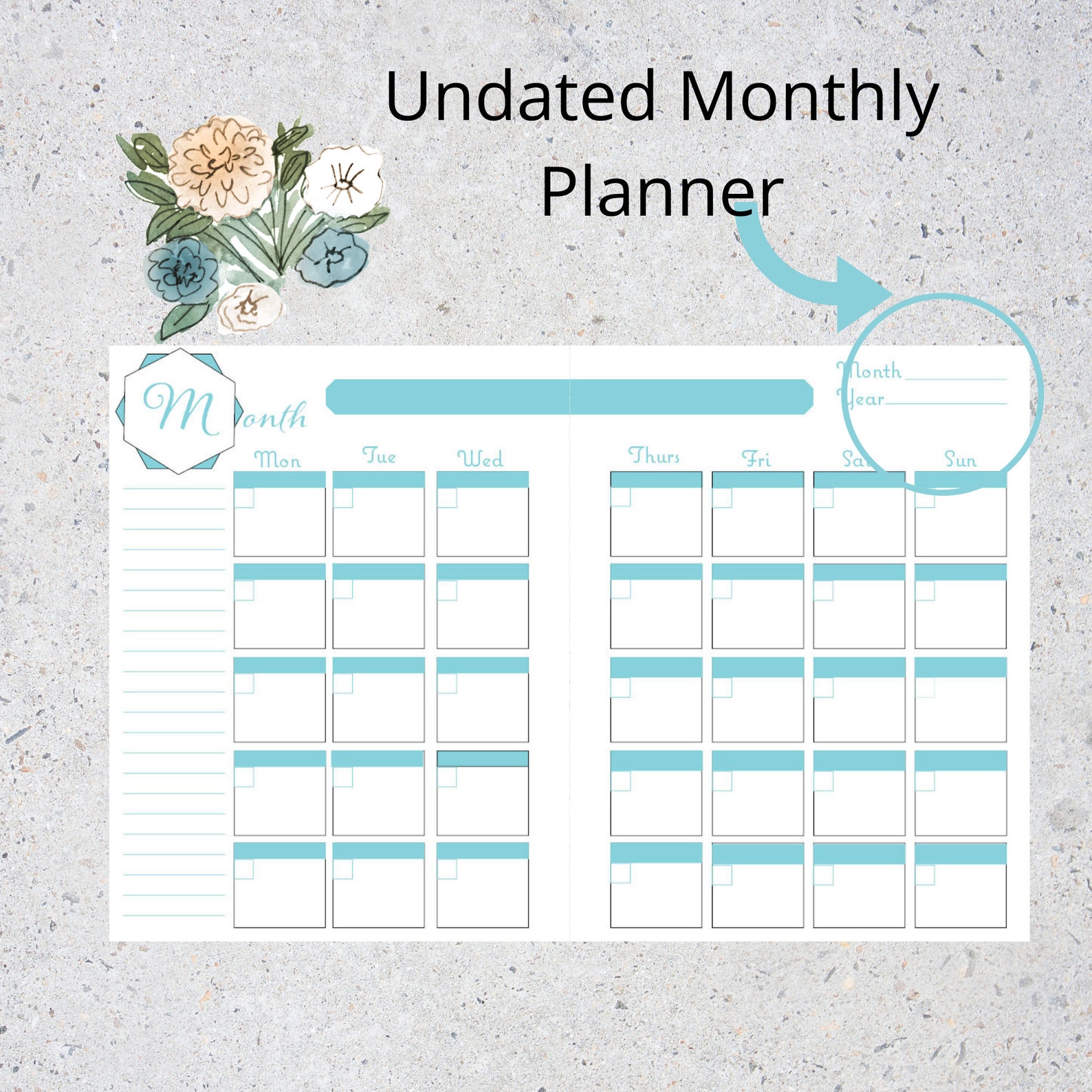 Two Page Month Layout CalendarPDF mini Plannera5 Printable Etsy