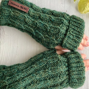 fingerless gloves fingerless mittens hand warmers,forest green long women’s mittens