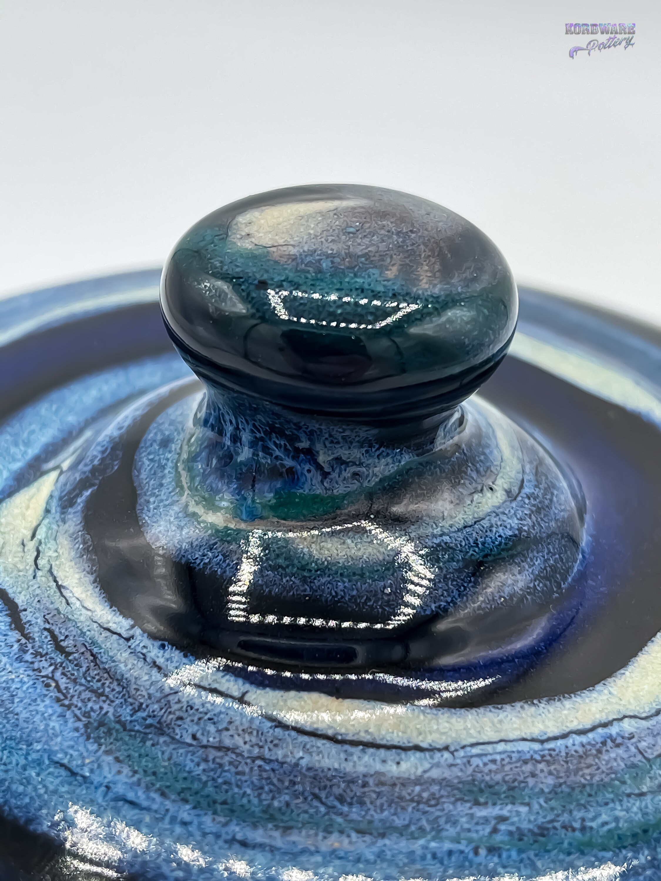 Large Round French Butter Bell Dish SWIRL Blue with Handles Etsy