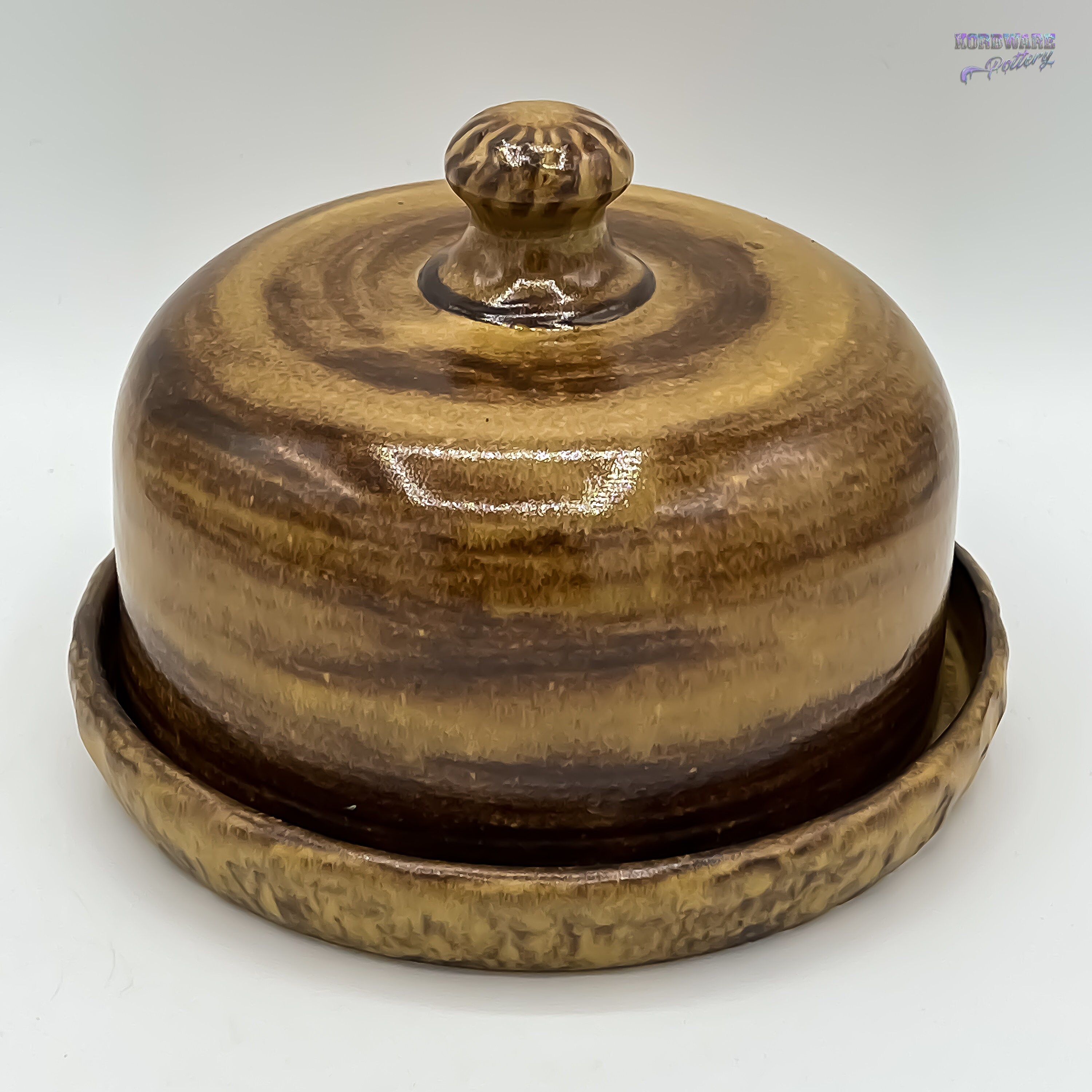 Large Round French Butter Bell Dish Textured Brown Rustic Etsy