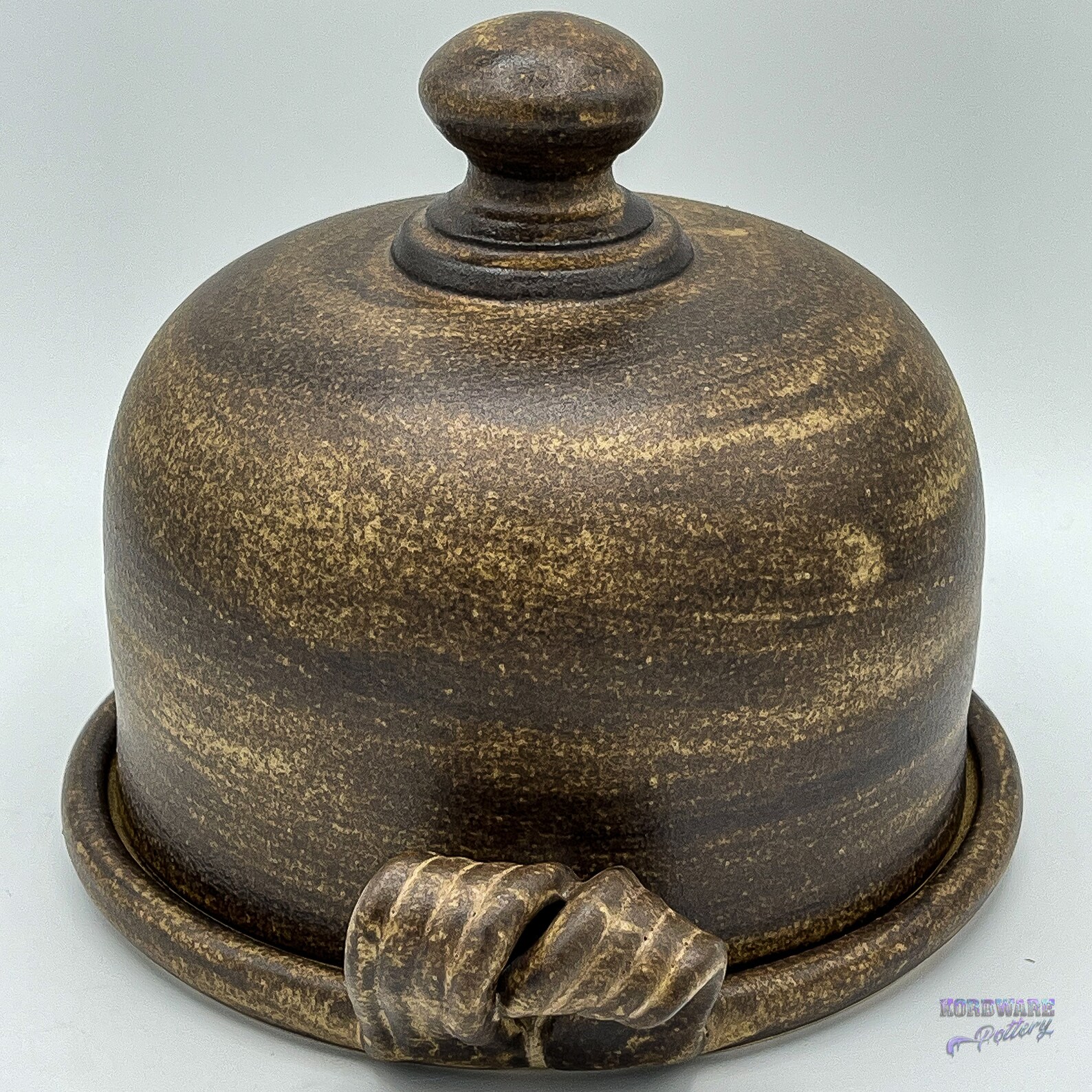 Large Round French Butter Bell Dish Textured Brown and Bronze Etsy