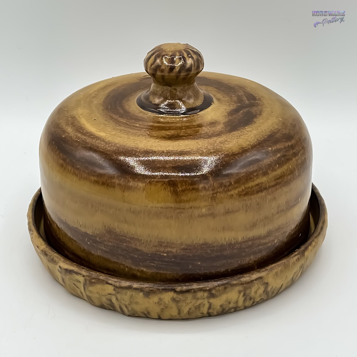 Large Round French Butter Bell Dish Textured Brown Rustic Etsy