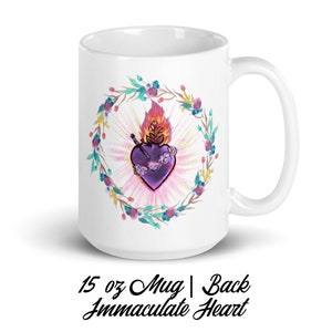 Ceramic Mug 11 oz. Catholic Gift for men and women Vintage Sacred Heart and Immaculate Heart Mug