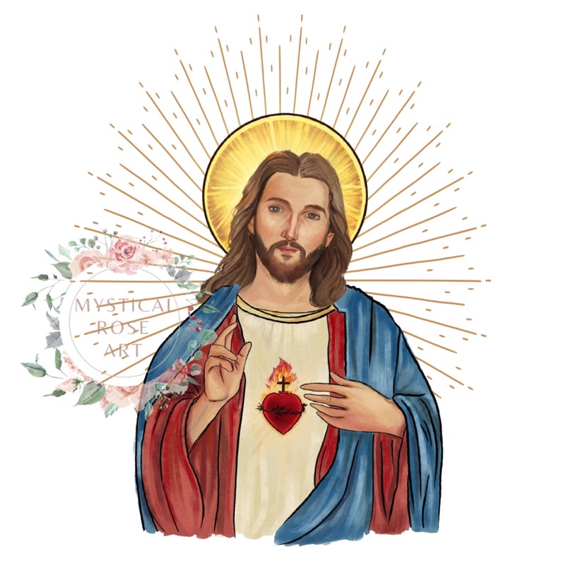 Printable Sacred Heart of Jesus Catholic Art Digital - Etsy