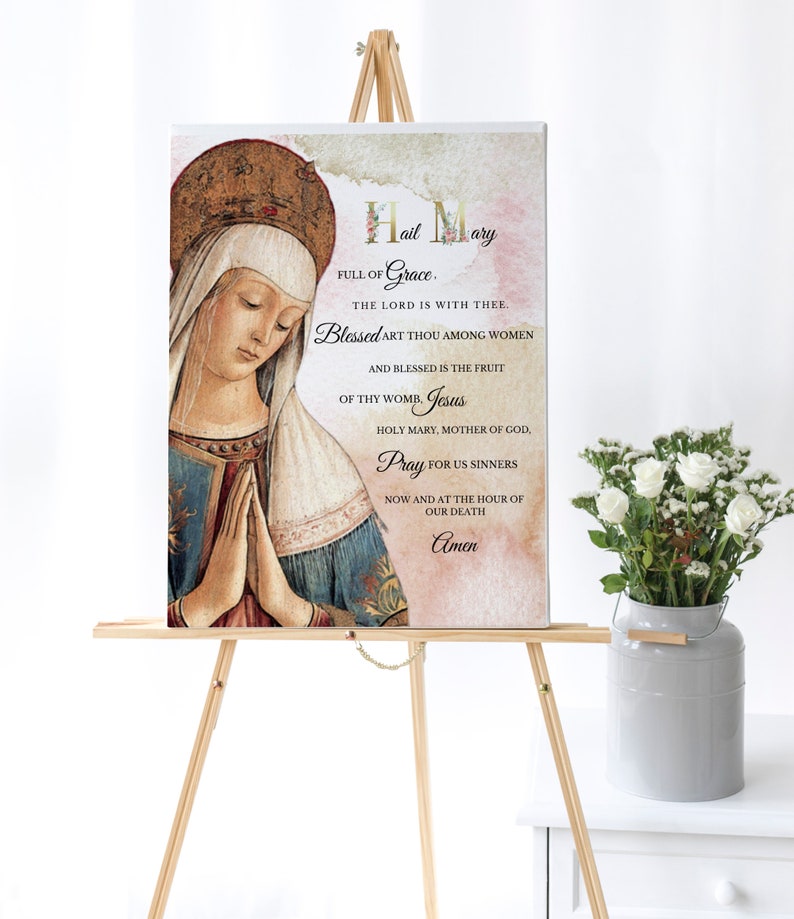 Printable Madonna Hail Mary Prayer Catholic Art Digital Download Wall ...