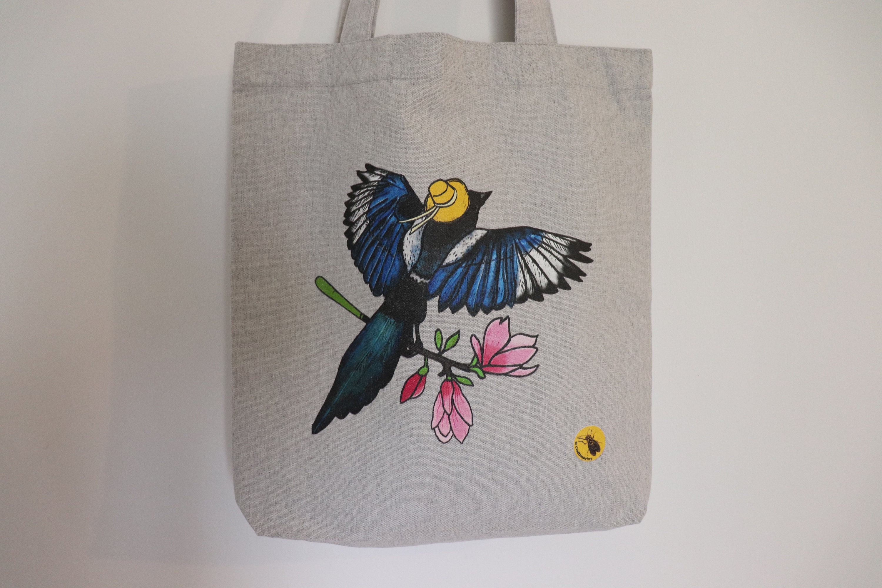 Magpie Tote Bags Wildflower Bag Gray Tote Bags Organic - Etsy UK