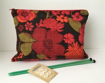 Vintage fabric zipper project bag