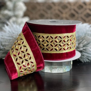 Gold Believe Embroidered on Burgundy Ribbon – Hello Holidays