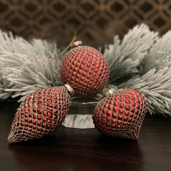 Ornament Red Gold Etsy