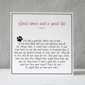 Carte de sympathie pour chat/chien/carte de deuil pour animal de compagnie/chat, carte commémorative pour chien