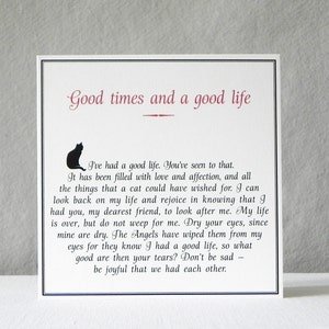 Carte de sympathie pour la perte d'un chat/carte commémorative de chat/carte de sympathie pour le sauvetage d'un chat/carte de sympathie pour animal de compagnie