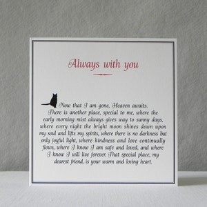 Carte de sympathie pour chat/carte de perte de chat/carte commémorative de chat
