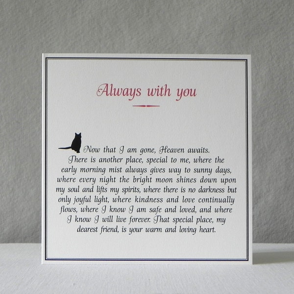 Cat sympathy card/cat loss card/cat memorial card