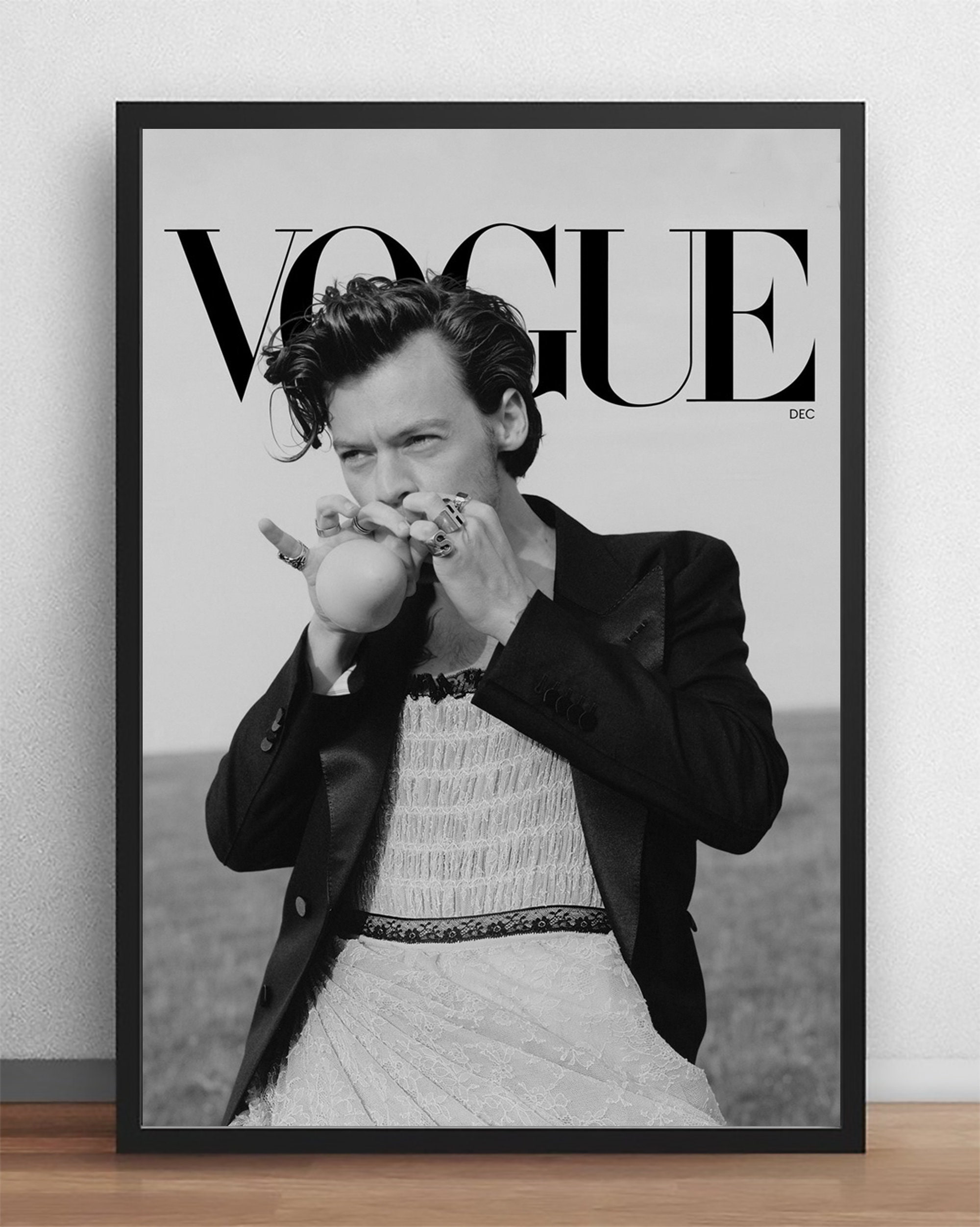 Harry Styles Vogue Magazine Cover Print Black and White | Etsy