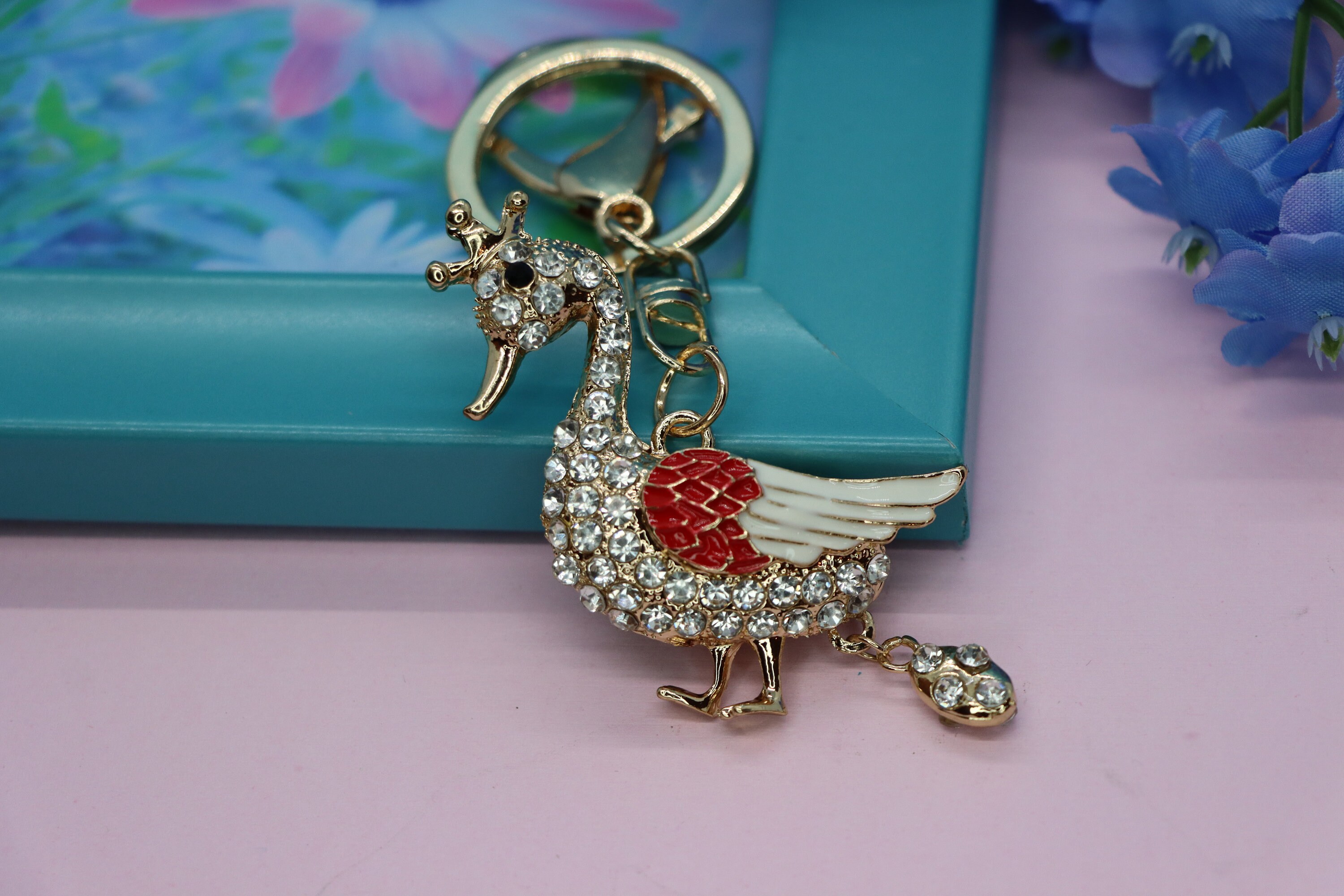 Creative Diamond Duckling Keychain Duck Keychain Key Etsy