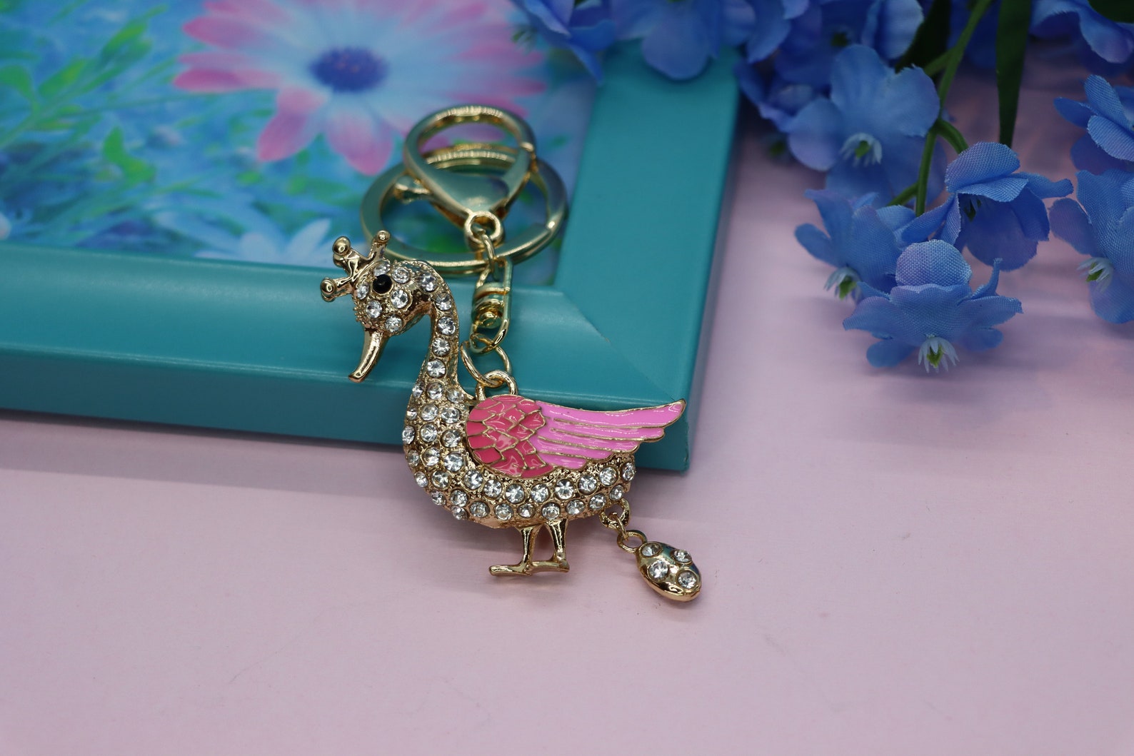 Creative Diamond Duckling Keychain Duck Keychain Key Etsy