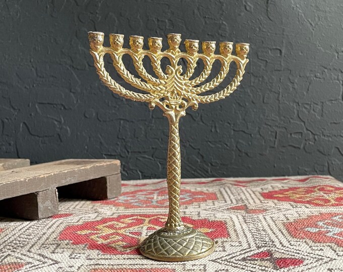 Vintage 1960s Brass Wainberg Menorah / Mid Century Brass Etsy