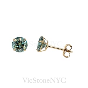 BRINCOS DE MOISSANITA VERDE 14K/ Brincos Push Back / Certificado de Moissanite GRA / 3 mm, 4 mm, 5 mm, 6 mm, 7 mm, 8 mm / Brincos atemporais