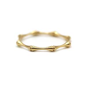 14k Bamboo Gold Ring, Yellow Gold Stacking Ring / Best Gifts Rings / Small Ring Gold / 18k Yellow Ring / 24k Rings / Lighting Case