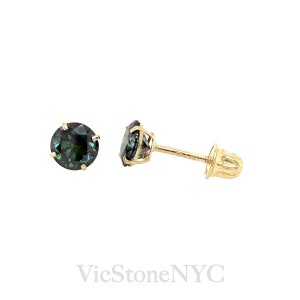 14K 3 mm grüne MOISSANIT OHRRINGE / Alltags Ohrringe / 14k Weißgold Ohrringe / Einfache Ohrringe