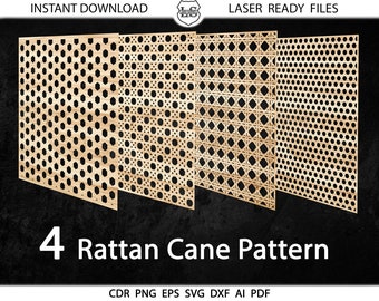 4 Rattan Cane Pattern SVG  Rattan Templates DXF Rattan Pattern Svg  Ratan Decor Panel Svg CNC GlowForge Silhouette Cricut Rattan Pannel