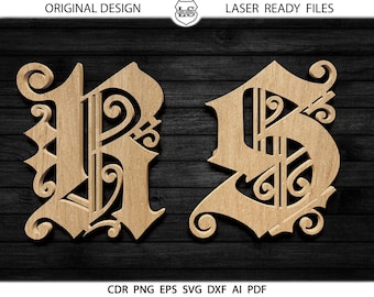 Old English Monogram Alphabet Letters SVG Gregorian Alphabet DXF Vintage Alphabet Eps Silhouette Cricut Printable files Vinyl Cutting