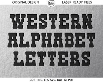 Western Alphabet SVG Western Letters DXF Old Town Vector Images Monogram Cricut Cuttables Silhouette Vinyl Iron On Heat Press Transfer