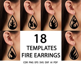 18 Flame Bundle Earrings SVG, Cut Files for Glowforge, 18 Fire earrings SVG, Wood Fire Earring SVG File, Flower Rose Bouquet Dangle Earrings