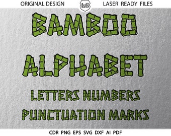 Bamboo Alphabet Vector Bamboo Letters SVG  - Instant download DXF Eps Silhouette scal Cricut Printable Vector Download for DIY Vinyl Cutting