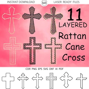 SVG Rattan Cane Cross Bundle, Rattan Cane Cross bundle - Room Decor, Digital Laser Cut file - Glowforge file - svg Paasstok Digital Files