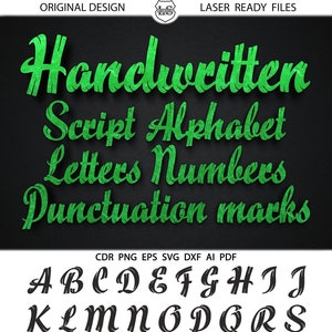 Escrito a mano Elegante alfabeto Script SVG DXF Imágenes vectoriales Monograma Letras cortables Vinilo Hierro sobre calor Prensa Transferencia Silueta Cricut
