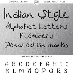 Estilo indio Alfabeto SVG Yoga Alfabeto DXF Imágenes vectoriales Monograma Letras cortables Vinilo Hierro sobre calor Prensa Transferencia Silueta Cricut