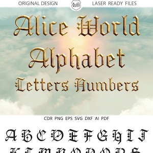 Alice World Letters, Instant Download Alice Letters SVG Magic style font Alphabet DXF Eps Silhouette Cricut Printable files Vinyl Cutting