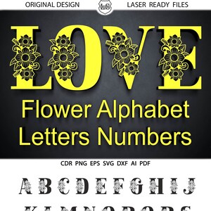 Flower Alphabet, Instant Download Nature Letters SVG Modern Flower Alphabet DXF Eps Silhouette Cricut Printable files Vinyl Cutting