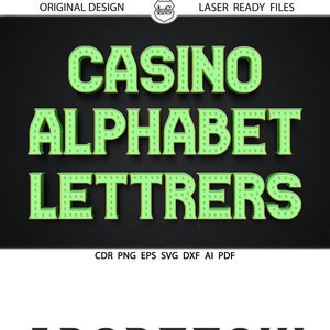 Casino Alphabet Letters, Casino Cut files Lettere SVG Numeri del casinò font Alfabeto DXF Eps Silhouette Cricut File stampabili Vinile Taglio
