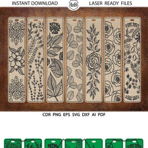 Floral Bladwijzers SVG, Bladwijzer SVG, Bladwijzer laser bestand, Bladwijzer Glowforge, Boek citaten svg, Glowforge svg Laser gesneden bestand Leer Bladwijzers
