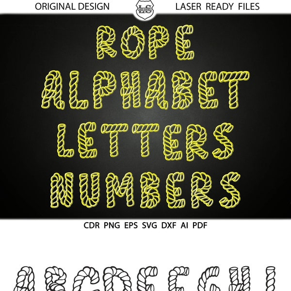 Rope Alphabet Letters, Instant Download Rope Letters SVG Rope style font Alphabet DXF Eps Silhouette Cricut Printable files Vinyl Cutting