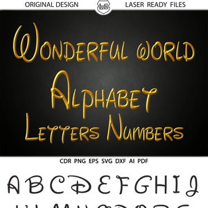 Maravilloso mundo Alfabeto Letras Svg Comic Alphabet DXF Archivos de tabla Silhouette Cricut Vinyl Iron On Heat Press Transfer DESCARGA INSTANTÁNEA