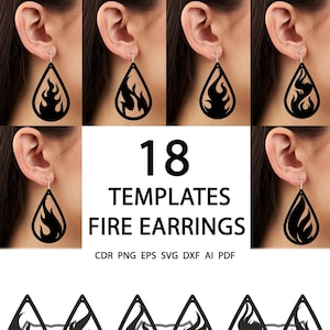 May include: Eighteen templates for fire earrings in a teardrop shape. The designs are black and white and are suitable for laser cutting.