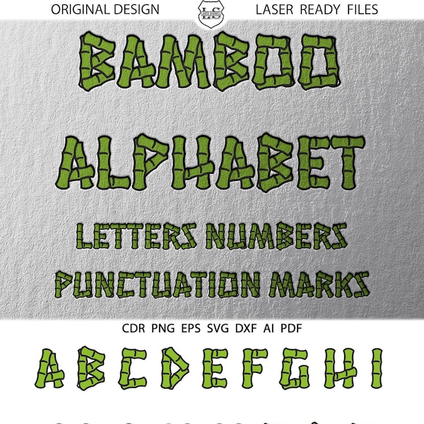 Bamboo Alphabet Vector Bamboo Letters SVG - Download istantaneo DXF Eps Silhouette scal Cricut Printable Vector Download per il taglio del vinile fai-da-te