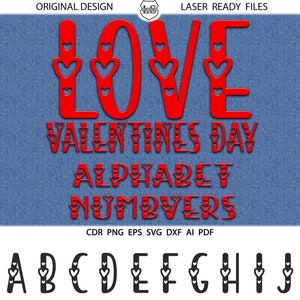 Dia dos namorados Letras do alfabeto de amor SVG DXF Amor Imagens vetoriais Amor Monograma Cricut Cuttables Silhueta Vinil Ferro em transferência por prensa térmica