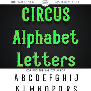 Fischschwanz Zirkus Alphabet SVG DXF Vektor Bilder Monogramm Cuttable Buchstaben Vinyl Bügelbild Heat Press Transfer Silhouette Cricut