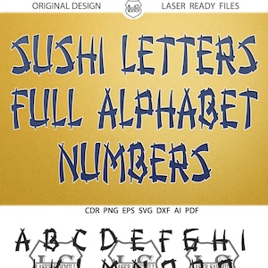 Sushi Letters Alphabet SVG Digital Images - Instant download DXF Eps Silhouette scal Cricut Printable Vector Download for DIY Vinyl Cutting