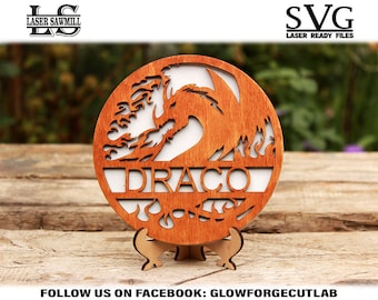 Dragon circle, Gragon monogram svg glowforge,Circle monogram,cut file Dragon SVG, vector monogram ,SVG cut file, silhouette,Cricut,DXF