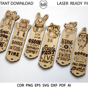 Bosdieren bladwijzers svg, Glowforge-bestand, laser bladwijzer svg, aangepaste bladwijzer svg, kinder bladwijzer svg, cadeau voor lezer, lasergesneden bestand