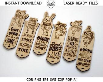 Woodland Animals Bookmarks SVG Glowforge Laser Cut Files Custom Kids Gift Reader Template Bundle
