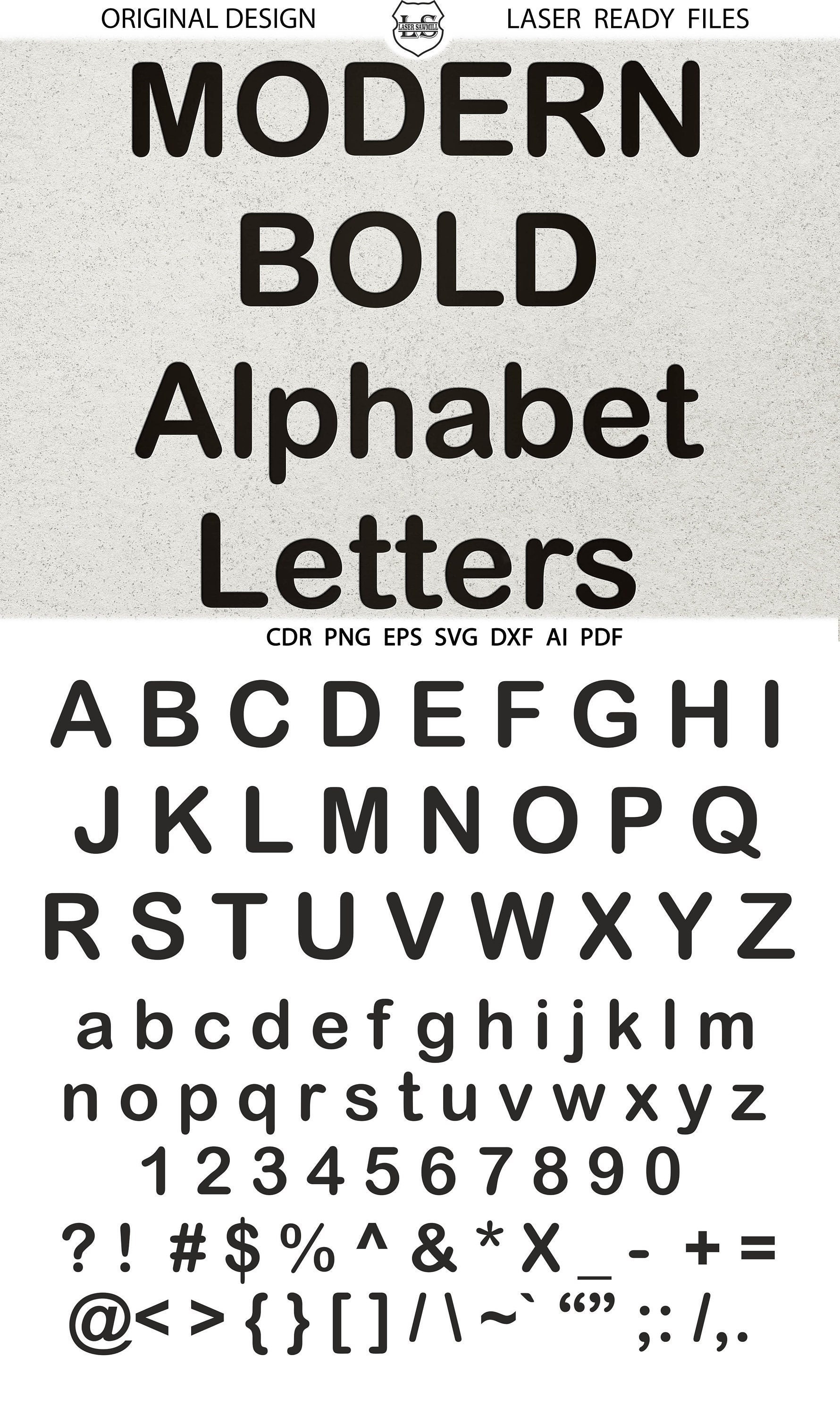 モダンな太字アルファベット文字、SVG EPS 印刷アルファベット DXF