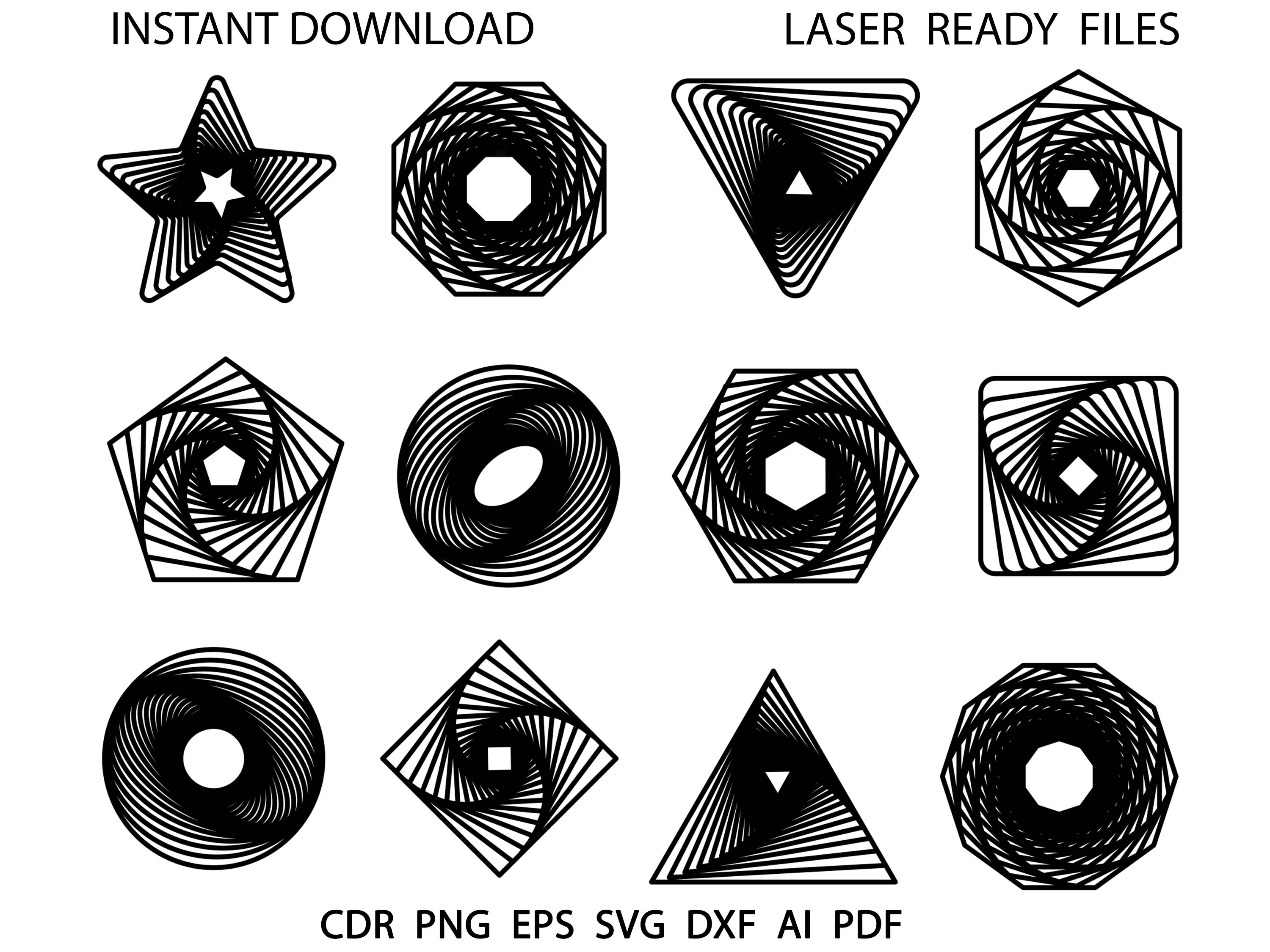 12 Geometric Coasters SVG Hexagon Coasters DXF Eps Coasters Etsy